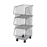 スタッキングバスケット 黒 3段 29149【楽天24】【あす楽対応】[下村企販 ラック]