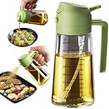TrendPlain 16オンス/470ml オイルスプレー 料理用 - 2イン1 オイルスプレーボトル＆ディスペンサー 油 スプレー キッチンガジェット エアフライヤー サラダ バーベキュー用 グリーン