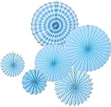 ペーパーファン 6個セット 紙扇 丸扇 花 デコレーション ホームパーティー パーティー 装飾 結婚式 ウェディング 飾り付け 誕生日 飾り DIY 写真 撮影 (ブルー Blue)
