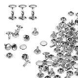 uxcell 両面カシメ レザーリベット 8x8mm 80個セット レザークラフト DIY 手作り ベルト 布革細工 靴 ジーンズカバン用 シルバー