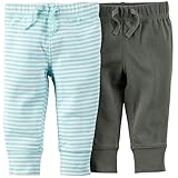 カーターズ（Carter's）男の子用カーキx水色ボーダーボディースーツにピッタリなコーデパンツ2枚セット 出産祝い ベビーパンツ ボトムス (3mont... [並行輸入品]