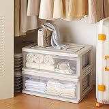 収納ケース ワイド チェスト 1段 2個組 (ベージュ/クリア)