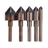 5ピース/ロットhss 5フルートエッジ面取りドリルビット金属作業82度テーパーカッター皿ドリルビットセット
