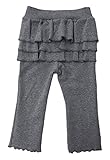 クロップド パンツ おしり3段フリル(チャコール杢・M: 80cm - 90cm )ストレッチパンツ 9分丈 platinumbaby(プラチナムベイビー)