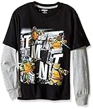 Teenage Mutant Ninja Turtles Big Boys' Long Sleeve T-Shirt Shirt Twofer Black Large/14/16 [並行輸入品]