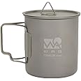 WAQ チタンマグカップ 450ml (蓋付き) キャンプ用 直火 シングル チタンマグ WAQ-TM1