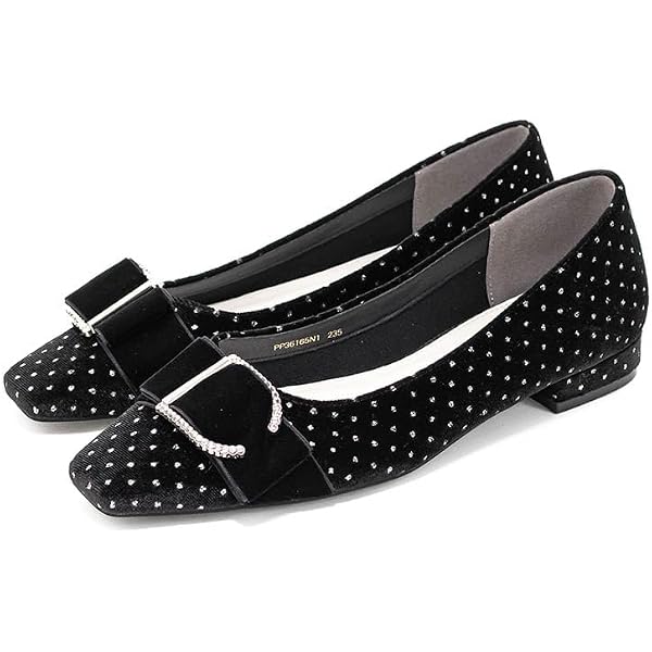 Amazon | 25AW ビジューパーツフラットパンプス DP36015 BLACK 24.5