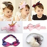 E-SHOP ベビー 用 ヘアバンド 4点セット 伸縮性 お花柄 新生児 赤ちゃん 出産祝い 内祝い お宮参り 誕生日 100日記念 こどもの日 記念撮影 初節句に 王冠 お宮参り 誕生日飾り プレゼ