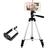 ASDSH スマホ用三脚 iphoneやアンドロイドその他スマホに対応 4段切り替え 三脚 3WAY雲台搭載 iphoneスタンド スマホスタンド 固定ホルダー付き アルミ素材で最軽量クラス