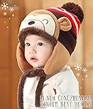【Petit Cadeau】 お猿さん ニット帽 かわいい 暖か帽子 子ども用 防寒グッズ ブラウン 年賀状 の 家族写真 や プレゼントにも♪ 《ブラウン》