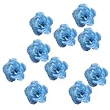 Fityle 全11色10個 人工造花 バラ 結婚式 装飾品 フラワー 7cm 結婚式 花部分のみ 家庭/オフィス/店舗 - 青
