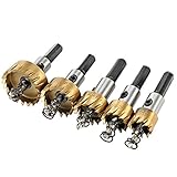 PITZO ホールソーセット HSSドリルビット ステンレス チタンコーティング 高速度鋼 木工 穴あけ 5本セット 16/18.5/20/25/30mm