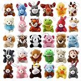 30Pc ミニぬいぐるみ動物のおもちゃセットかわいい小動物ぬいぐるみキーホルダー装飾幼稚園ギフト おもちゃ 棚 収納
