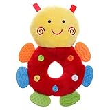 giftshop101 7 " Cute BeeソフトPlush Baby Rattle withマルチカラーTeether Baby Toy – レッド