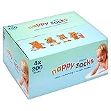 Poly-Lina Nappy Sacks (200 Per Pack x 4 per pack) ポリリナのおむつ袋（パックあたり200パックあたり×4 ）
