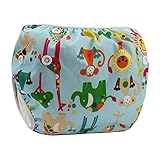 Ligangam ベビー スイムパンツ 防水 スイミングパンツ 水遊び スイミングスクールに 再利用可能なスイム布おむつ 1枚 柔らかい 通気 0-18月　サーカス柄