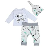 Tovadoo 子供服 ベビー服 男の子 トップス+ズボン+帽子 セットアップ 長袖 秋冬 アルファベット柄 矢柄 ファッション パジャマ 保育園 旅行