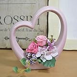 [エルフルール]プリザーブドフラワー ハート型陶器♪ピンクバラアレンジメント クリアケース付 ブリザードフラワー 花 誕生日 プレゼント 女性 結婚祝い ギフト 花 クリスマス ギフト