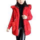 HAPPYJP コート 厚手 冬 フード付き アウター キッズ 女の子 ガールズ 可愛い 水玉 ファー 冬服 防寒 (130, レッド)