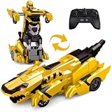 Tecnock ラジコンカー 子ども向け 変形恐竜 ラジコン プレゼント (イエロー)