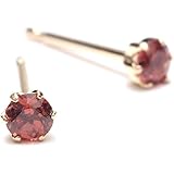 A.UN jewelry セカンドピアス18金 ガーネット 3mm つけっぱなし 金属アレルギー 鑑別済 1月 誕生石 レディース【K18YG シリコンキャッチ付き】