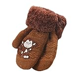 Tonsee 男の子 指なし 手袋 ボーイズ 柔らかい 手袋 可愛い カートゥーン モンキー グローブ (コーヒー)
