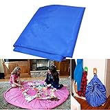 Rebias お片付けマット BIGサイズ 150cm おもちゃマット プレイマット 収納袋 収納 おもちゃ バッグ 片付けマット キッズ 玩具 (ブルー） NS-KATASHEET-BL