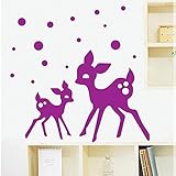 bibitime MomベビーパープルSika Deer壁ステッカーPolk Dotデカール用保育園子供キッズ勉強部屋インテリア寝室ビニールアート壁画ステッカー