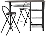 ラック付きカウンターテーブル&amp;チェア2脚セット 120cm幅 テーブル チェアー 3点セット (ブラウン/ブラック)