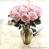 造花 バラ ローズブーケ（12本セット） 薔薇 花束 インテリア造花 アートフラワー 造花 プレゼント 枯れない シルク製 母の日ンプレゼント ギフト ローマンチック 結婚式 ホーム （ピンク）