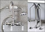 Chrome Gooseneck Clawfoot Tub Faucet Handshower Drain Supply by Barclay