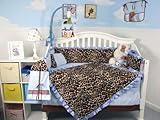 SoHo Soft Blue Giraffe Minky Baby Crib Nursery Bedding Set 13 pcs included Diaper Bag with Changing 