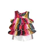 夏ベイビー服 女の子キャミソール Pojour 1-6歳キッズ用かわいいチョッキ＋パンツ２セット 子供ギフト 綿 通気 赤 (100cm)