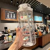 1500ml、2000ml ボトル 水筒 大容量 ポータブルストロースポーツウォーターボトル 2WAY わら付き 水位目盛付き BPAフリー プラスチックウォーターボトル 大人 子ども アウトドア スポーツ 登山用 キャンプ ランニング ジム 自転車(white,1500ML)