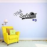Personalizedソフトボール& Bat Signスポーツチームプレーヤーカスタム名&番号ビニール壁デカールステッカー子供子供ガールズ20インチx 40インチ