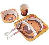 Greencherry 可愛い動物の食器　エコ竹繊維製品 天然竹の子供食器 子供食器セット ベビー竹食器セット 安全な竹の繊維 子供食器皿マグカップ 食糧ボールフォーク、スプーン 動物園　子供ベビープ