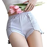 [SEYIXU] レディース 裾フリル レース ペチパンツ ペチコート インナーパンツ 透け防止 下着 3分丈ショーツ ウエストゴム ストレッチ 2色