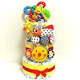 s94 おむつケーキ３段　男女共用☆Sassy（サッシー）☆人気のベビー玩具てんこ盛りギフト