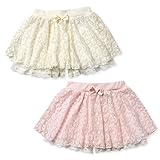 (ピンク/95cm)ベビー服 女の子 スカパン パンツ スカート Dolly Ribbon ドーリーリボン ボトム 総レース リボン ウエストゴム 女児 ベビー