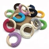 Amyster 12pcs 5cm(1.97'')Wooden Teether Baby Teething Toy Natural Maple Cotton Wooden Ring Charms Ch