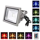 RioRand 調光リモコン付き LED投光器 RGB 10W 16色/広角ライト/IP65防水 看板灯 集魚灯 作業灯