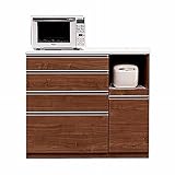 日本製 幅120cm キッチンカウンター ワゴン レンジ台 完成品【開梱設置付き】 (ブラウン)