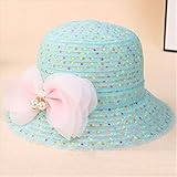 Rush.C ファッション 小物 帽子 ツバ付き かわいい リボン キッズ パッションピンク ライトブルー イエロー 【Rush.Cオリジナルハンカチセット】 B87 (ライトブルー)