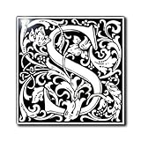 3dRose ct_193114_2 Print of Late Victorian Letter S in Black N White Ceramic Tile, 6-Inch [並行輸入品]