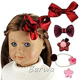 Barwaヘアアクセサリー5ピースレッドヘアバンドStarヘアピン蝶結びヘアピンfor 18 inch American Girl