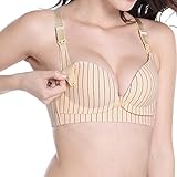 UTOVME 2way授乳ブラ ノンワイヤ ノーライン 谷間 授乳服　★ハーフトップ/カップなし/上開き/前開き/ボタン付き/ホック付き/出産準備品/授乳便利/産前産後ブラ/可愛い/薄い/ストライプ柄