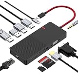 USB-C ドッキングステーション 11-in-1 デュアルモニター対応 HDMI/VGA搭載 100W PD高速充電 2USB3.0/2USB2.0 ギガビットイーサネット SD/TFカードリーダー MacBook iPad Pro Dell HPノートパソコン対応（Windows/Mac/Chromebook）