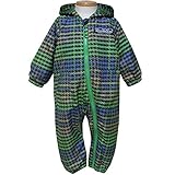 REDWOOD チェック柄 撥水加工 裏メッシュ ジャンプスーツ 男児 女児 男の子 女の子（グリーン80cm）