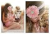 ロンパース＆ヴィンテージヘッドドレス☆コーラルピンク　newborn-4T(50-110)【２点セット】