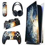 PlayVital ps5コンソール本体（ディスクバージョン）に対応用ステッカーシール、ps5コントローラー＆ヘッドセット＆リモコン&充電ステーションに対応するステッカービニールシール【衝突】